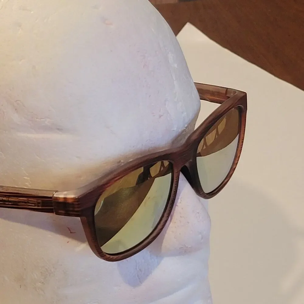 Tifosi Optics SWANK Sunglasses Woodgrain Frame  with Yellow Mirror